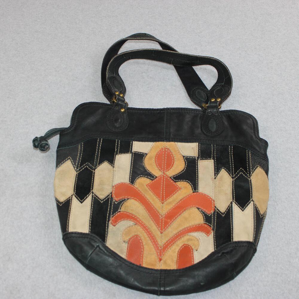 Lucky Brand Patchwork Bucket Purse Women Medium Leather Suede Boho Y2K READ - Picture 2 of 15
